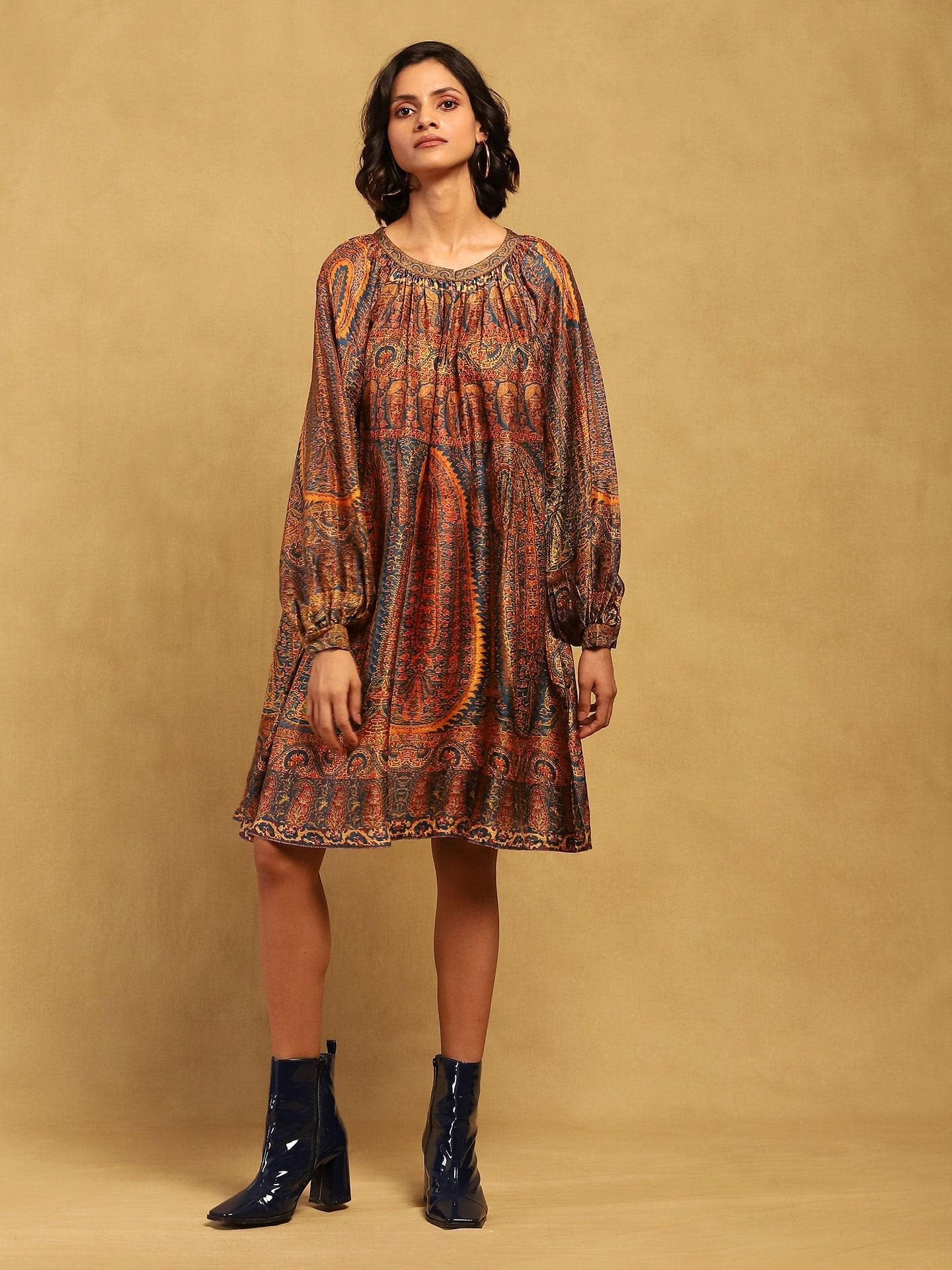 Multicolored Silk Shift Dress