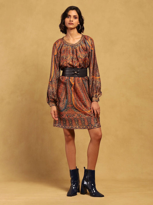 Multicolored Silk Shift Dress